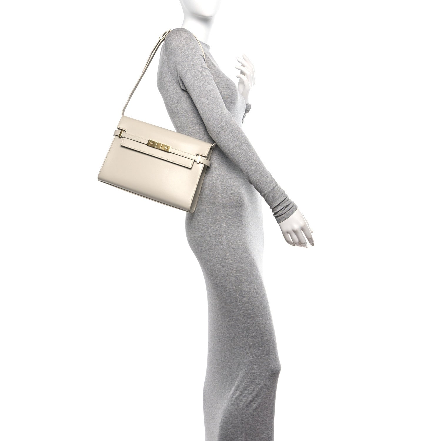 Saint Laurent Smooth Calfskin Manhattan Shoulder Bag Crema Soft 2 of 14