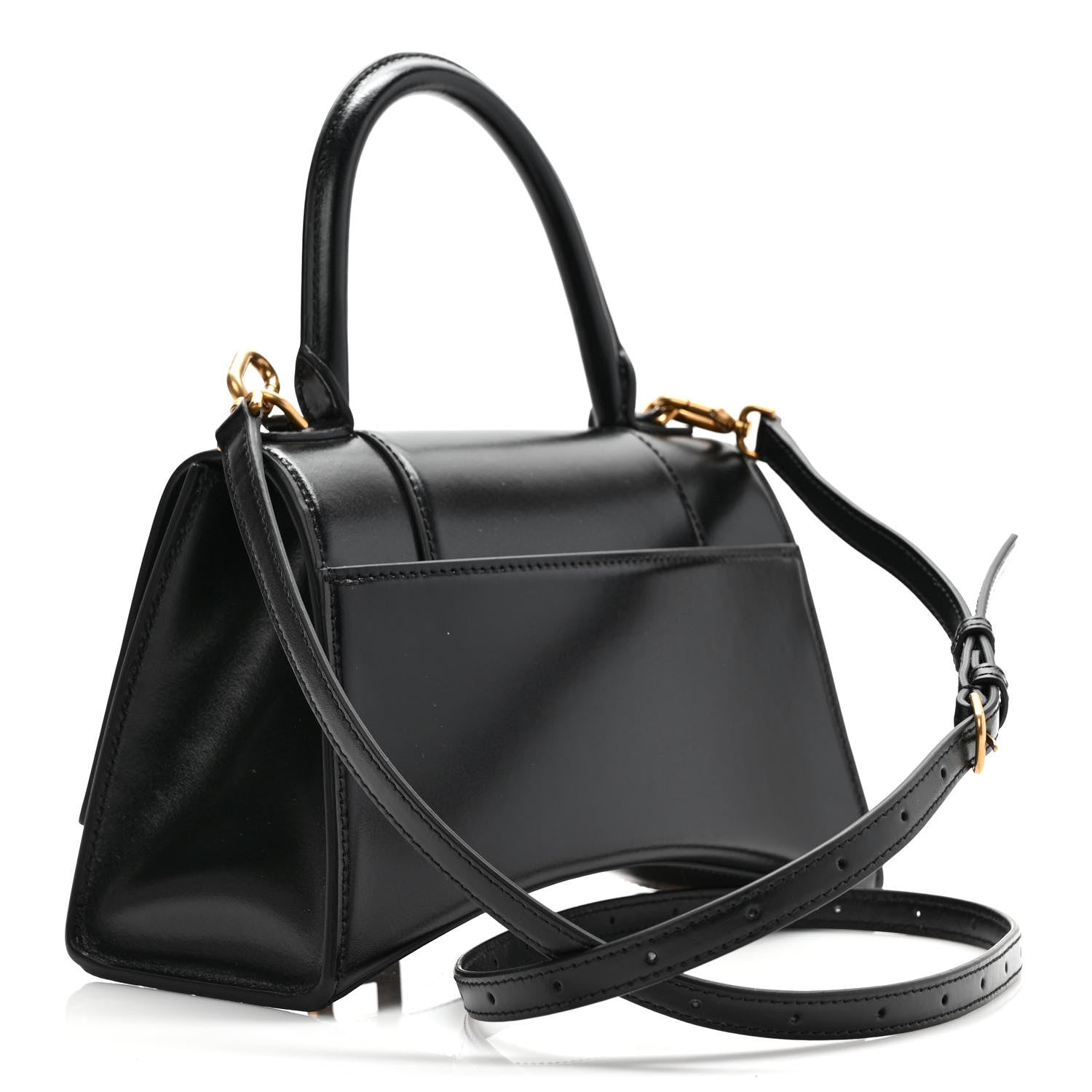 Balenciaga Shiny Box Calfskin Small Hourglass Top Handle Bag Black 3 of 8