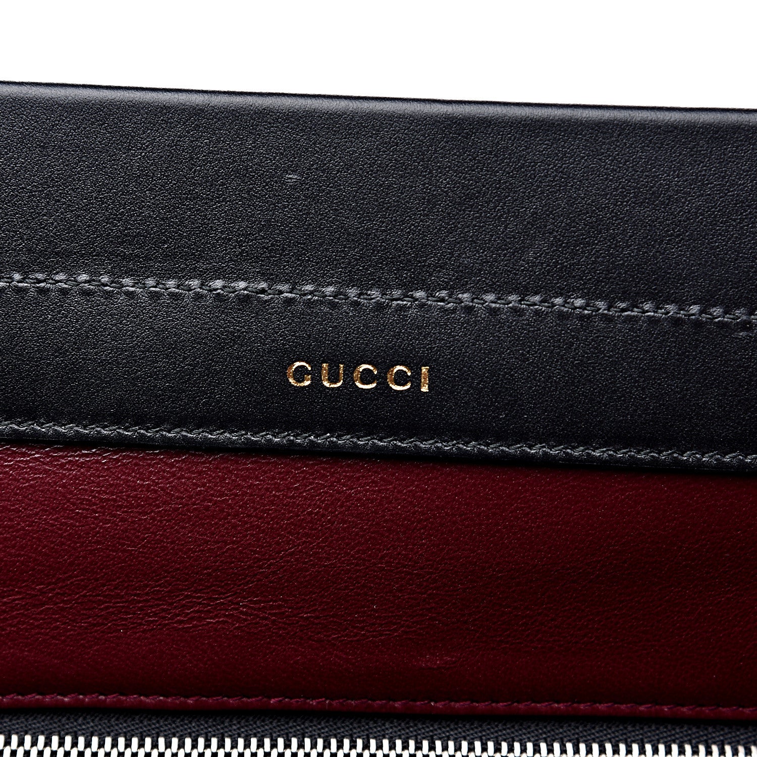 Gucci Smooth Calfskin Diagonal Striped Medium Zumi Top Handle Bag Black Beige 5 of 12