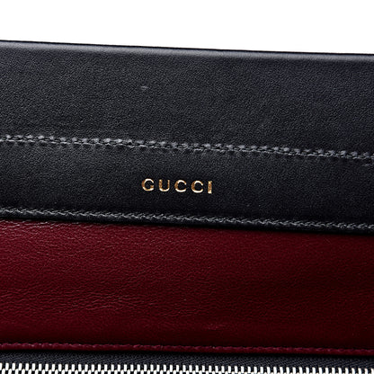 Gucci Smooth Calfskin Diagonal Striped Medium Zumi Top Handle Bag Black Beige 5 of 12