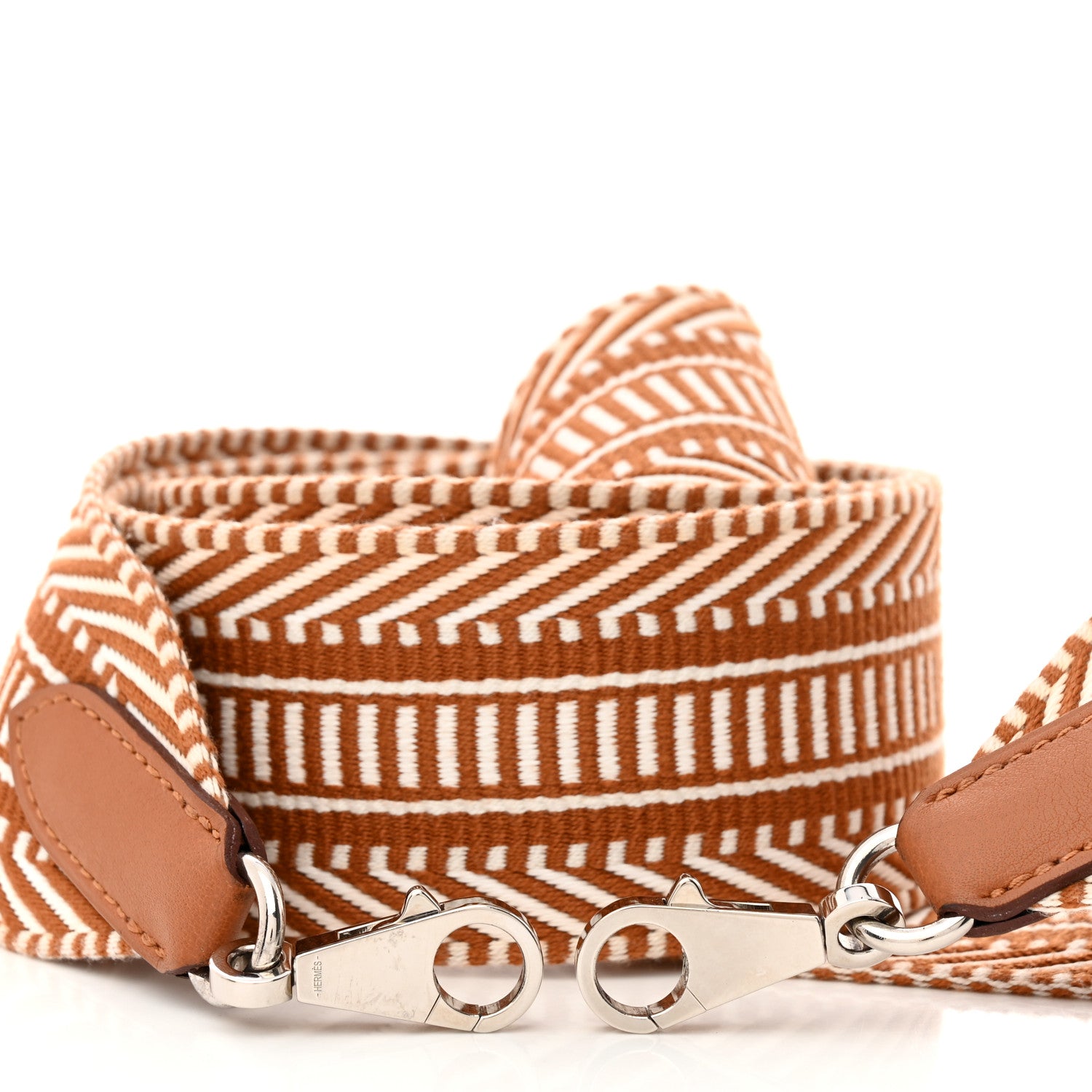 Hermes Toile Swift 50mm Sangle Cavale Shoulder Strap Ecru Beige Gold 5 of 6