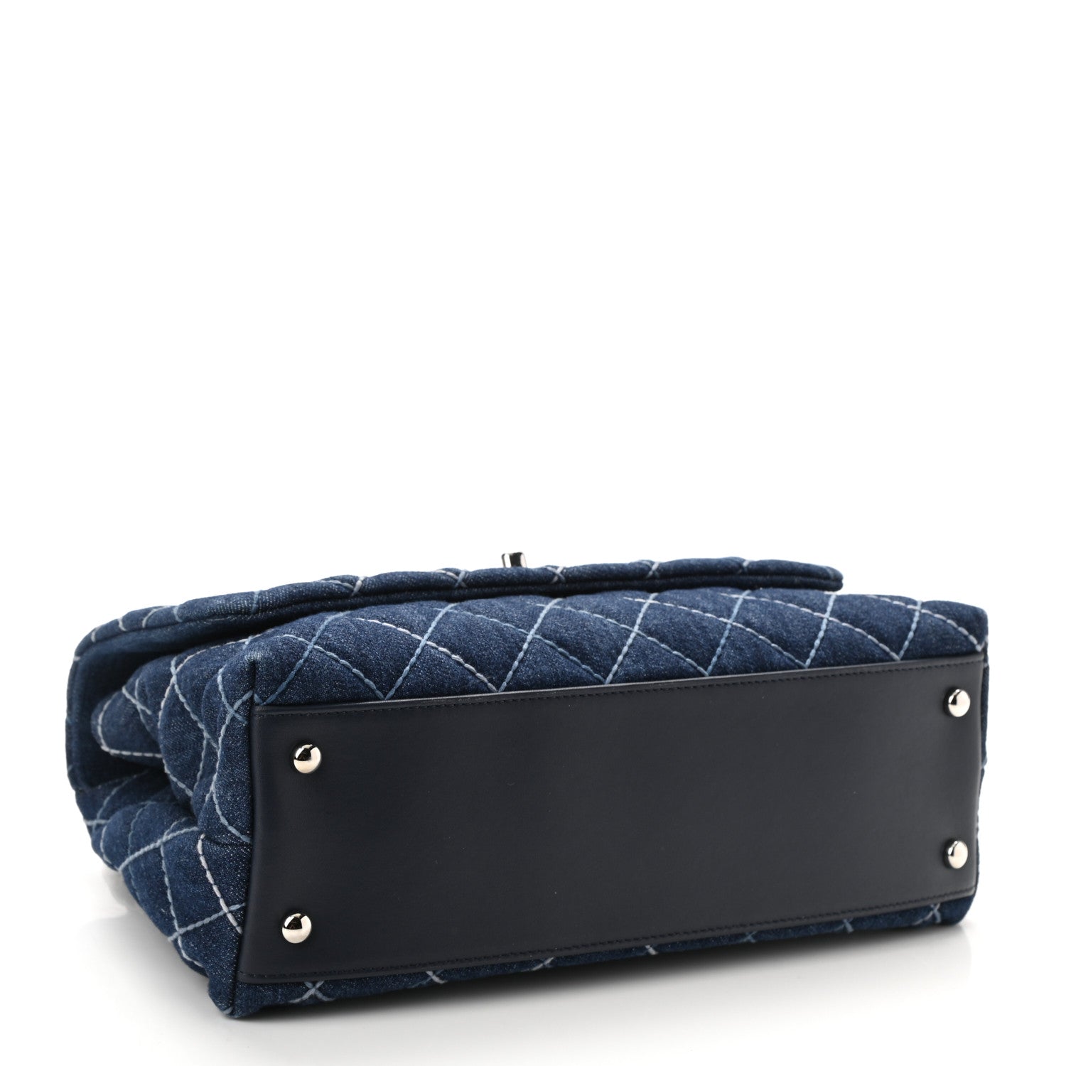 Chanel Denim Quilted Small Coco Handle Flap Blue 4 of 11