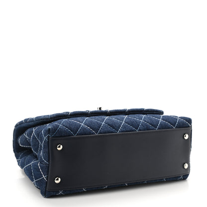 Chanel Denim Quilted Small Coco Handle Flap Blue 4 of 11