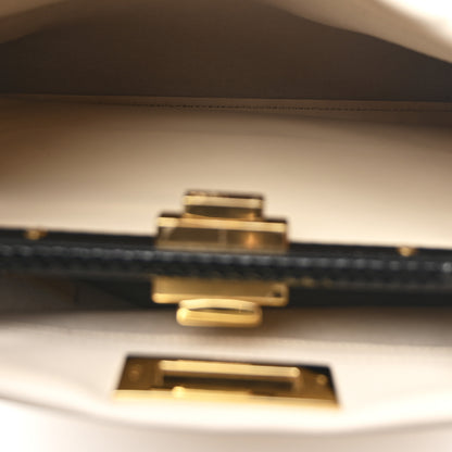Fendi Vitello Seta Snakeskin Monster Eyes Medium Peekaboo Iconic Satchel  Amido Sand Black 16 of 57