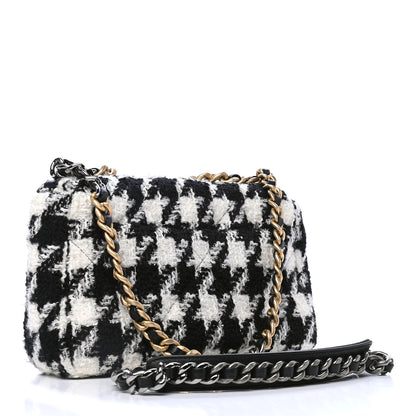 Chanel Tweed Quilted Medium Chanel 19 Flap Black Ecru White 2 of 4