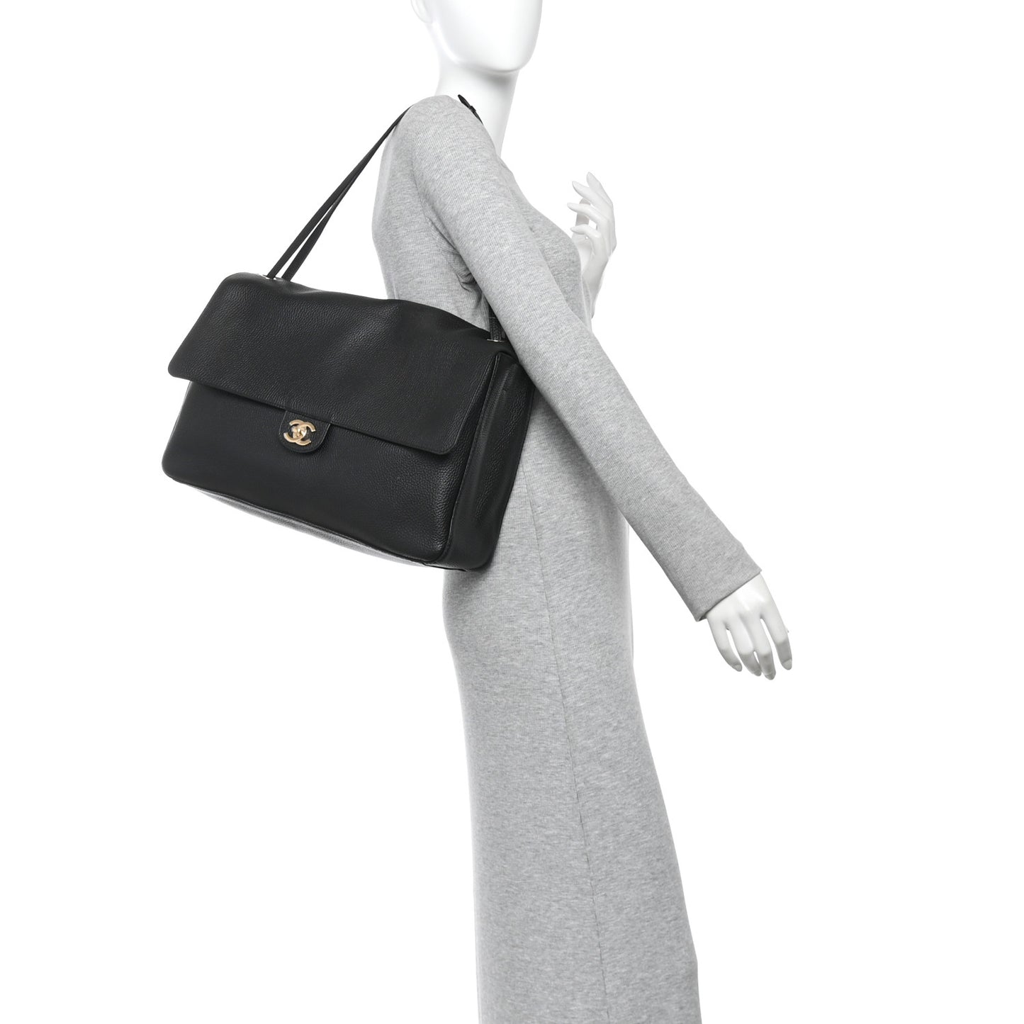 Grained Calfskin Souplissimo Maxi Flap Black