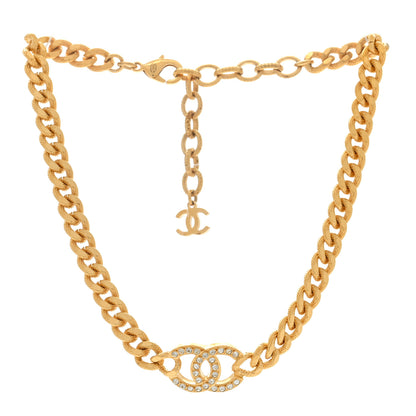 Chanel Crystal Chain Link CC Choker Necklace Gold 2 of 5