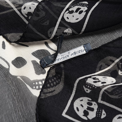 Alexander McQueen Silk Chiffon Skull Scarf Black Ivory 3 of 5