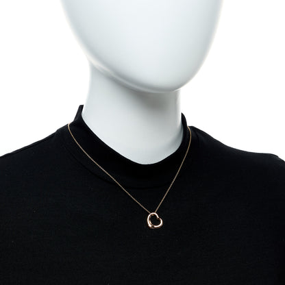 Tiffany 18K Rose Gold 16mm Elsa Peretti Open Heart Pendant Necklace 2 of 6