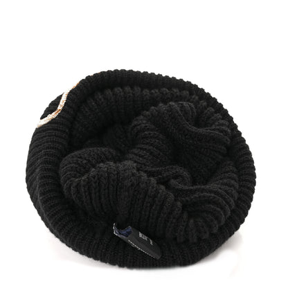 Chanel Cashmere Sequin Logo Beanie Hat Black Gold 5 of 7
