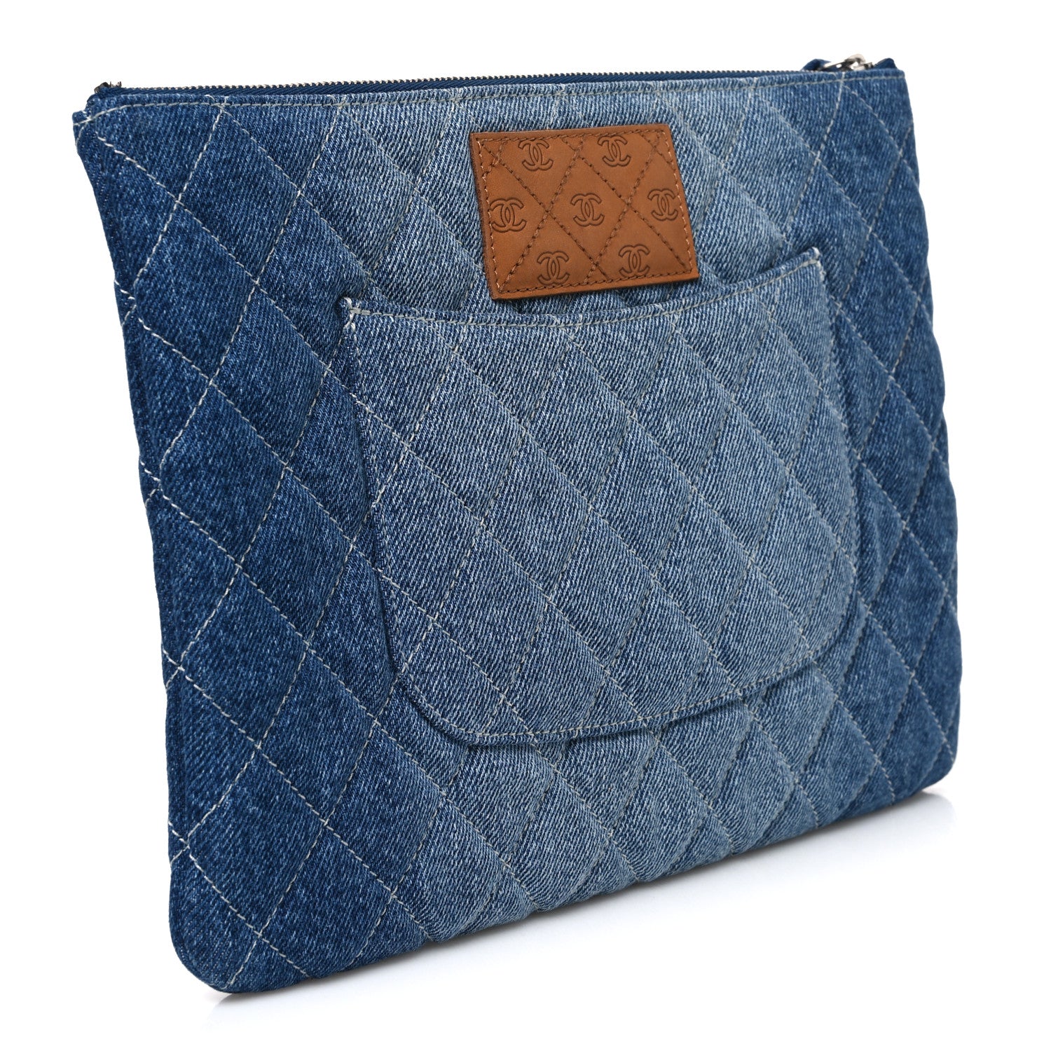 Chanel Denim Pocket Medium Cosmetic Case Blue 3 of 7