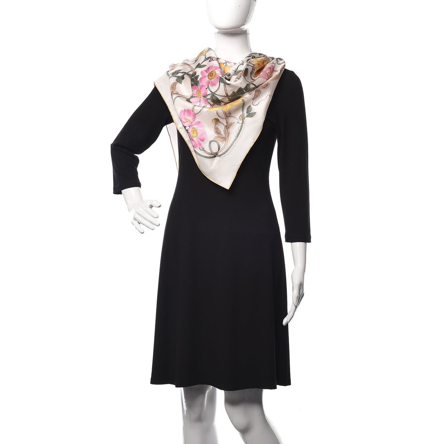 Silk Twill Flowerwebby Square Scarf White