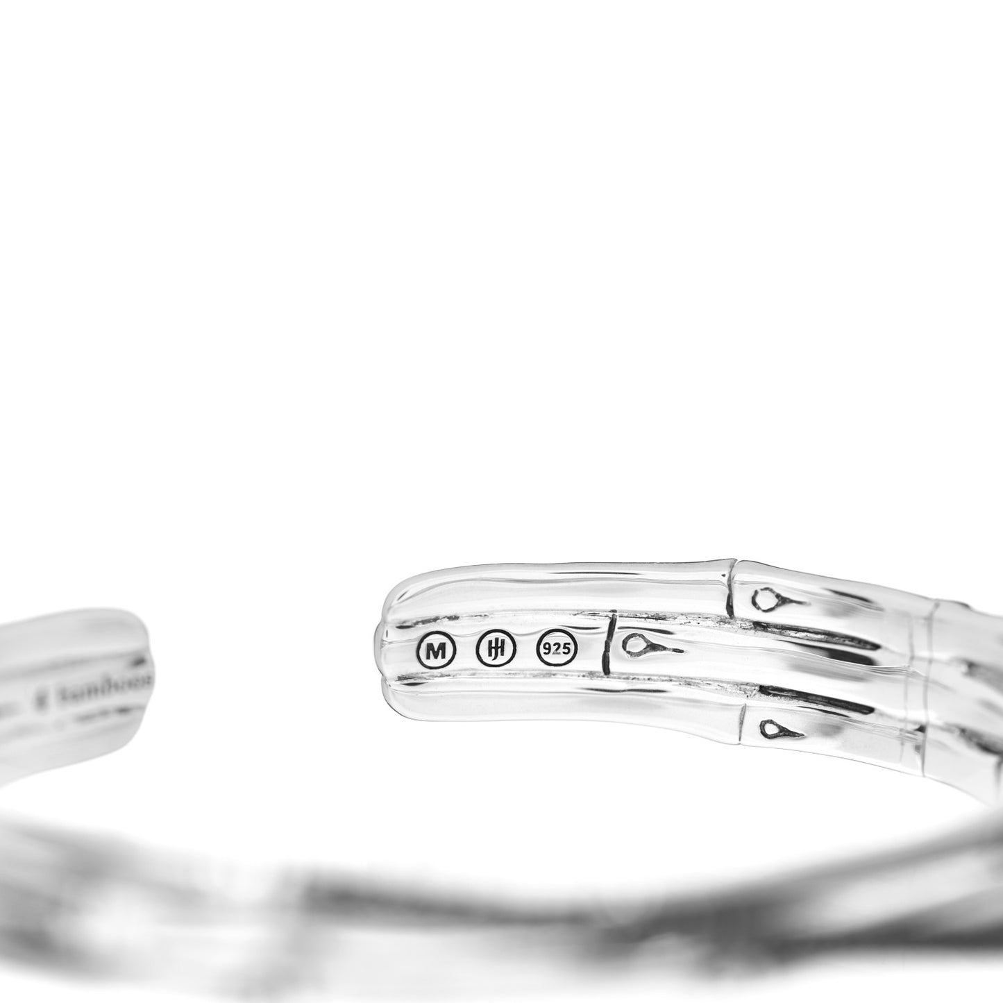 Sterling Silver Bamboo Black Sapphire Crossover Cuff Bracelet