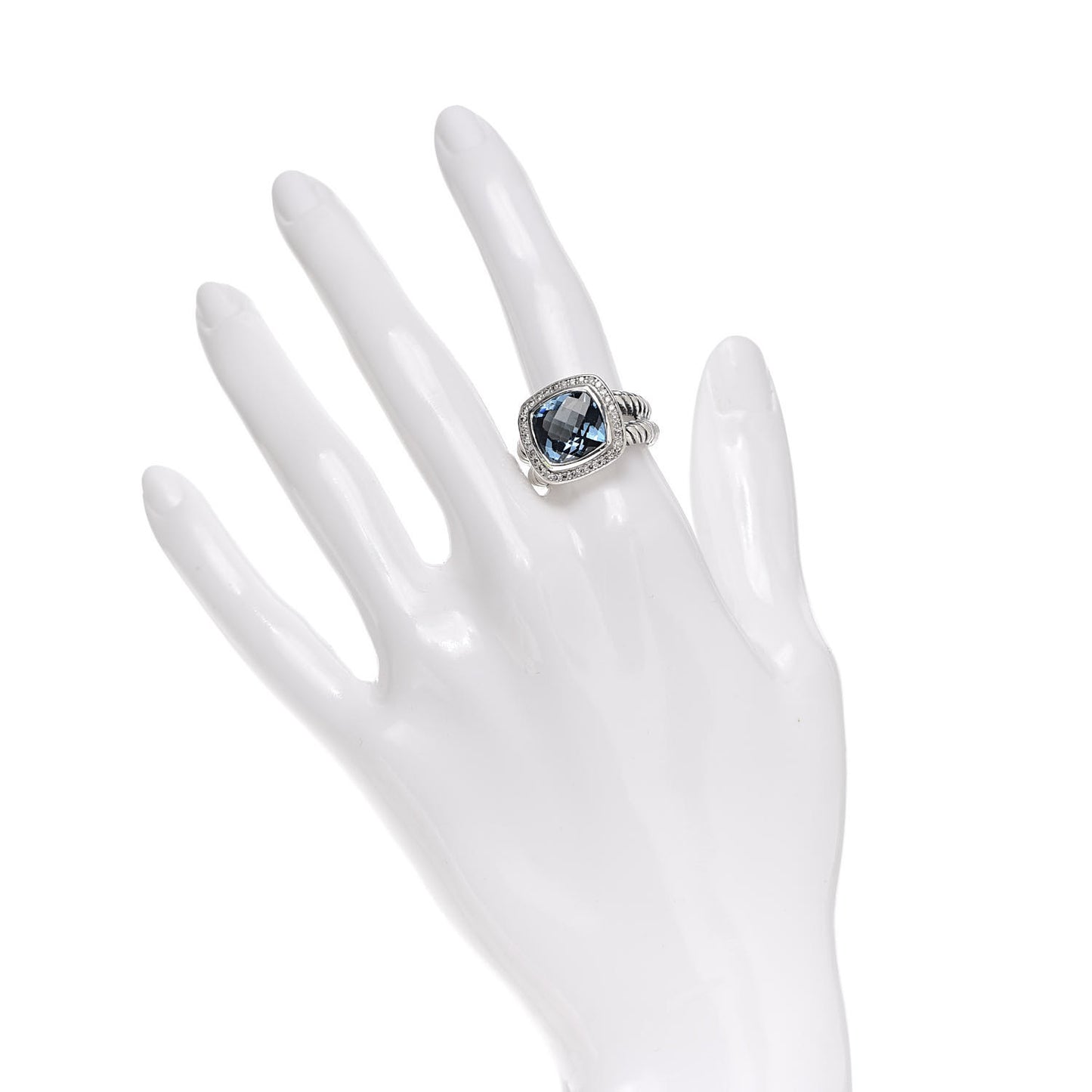 Sterling Silver Diamond Blue Topaz 11mm Albion Ring 54 7