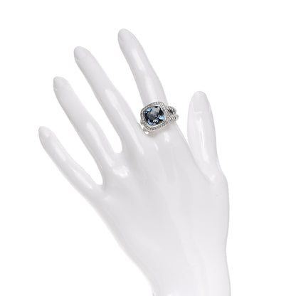 David Yurman Sterling Silver Diamond Blue Topaz 11mm Albion Ring 54 7 2 of 5