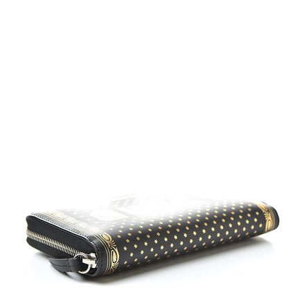 Gucci X SEGA Calfskin GUCCY Stars Zip Around Wallet Black Gold 4 of 8