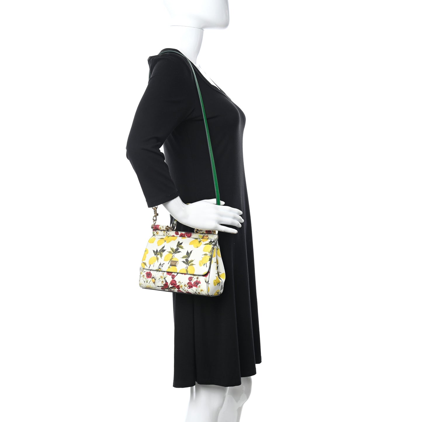 Dauphine Lemon Print Small Miss Sicily Satchel White