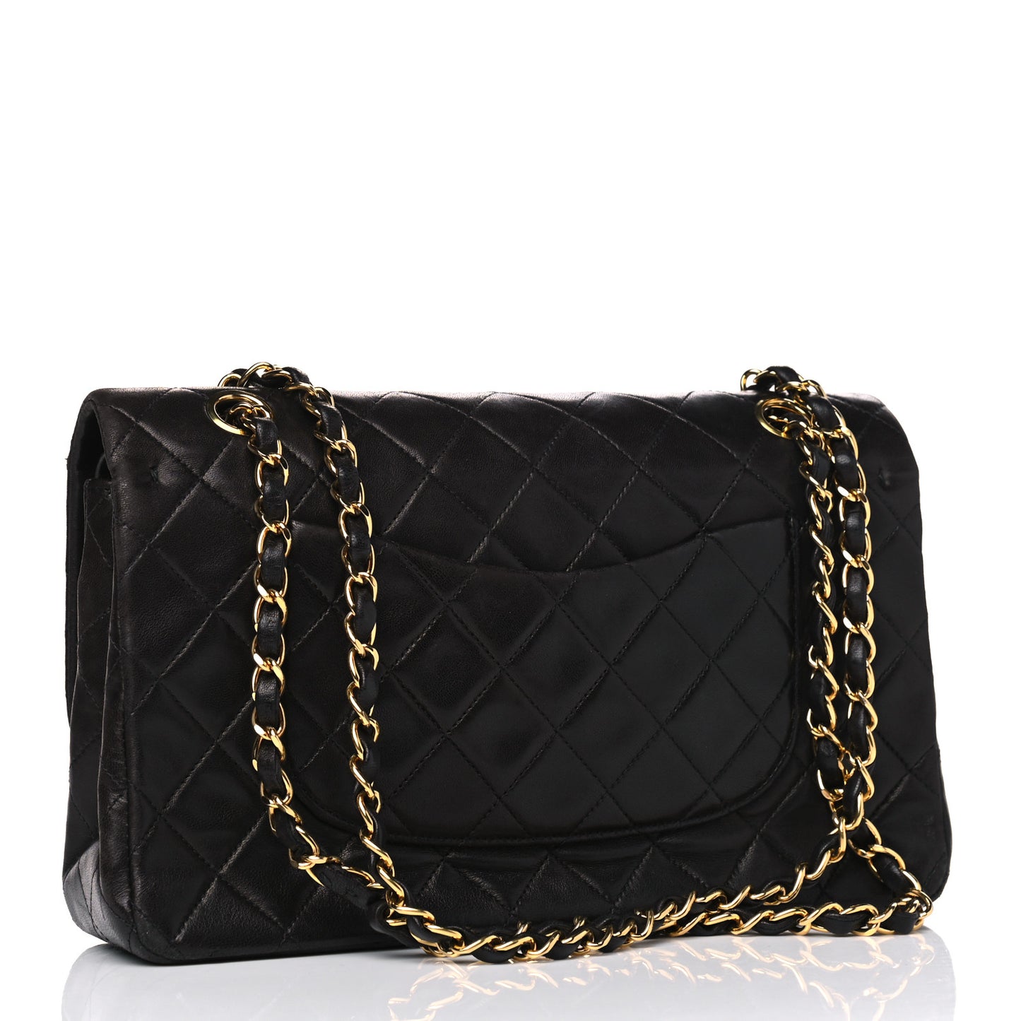 Lambskin Quilted Medium Double Flap Brown