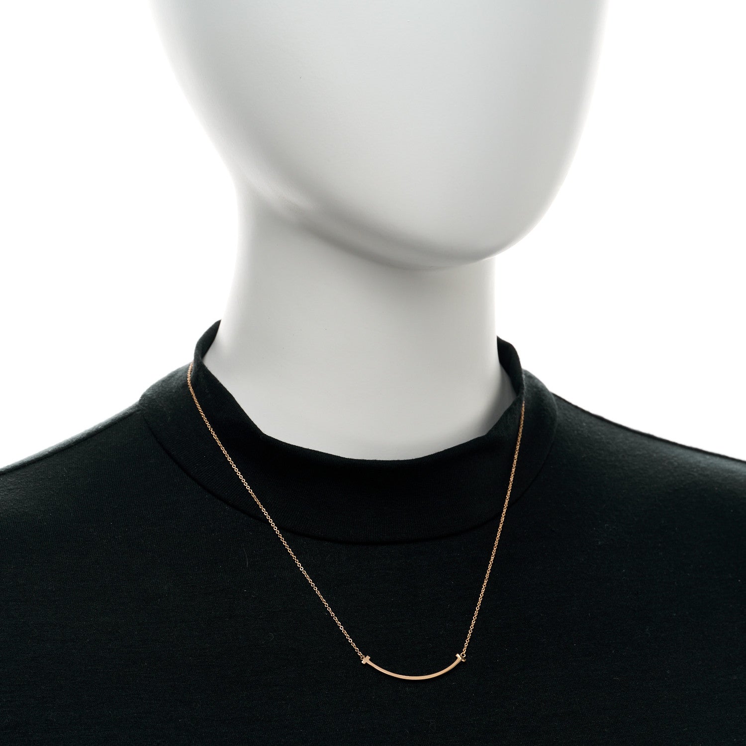 Tiffany 18K Rose Gold Small T Smile Pendant Necklace 2 of 5