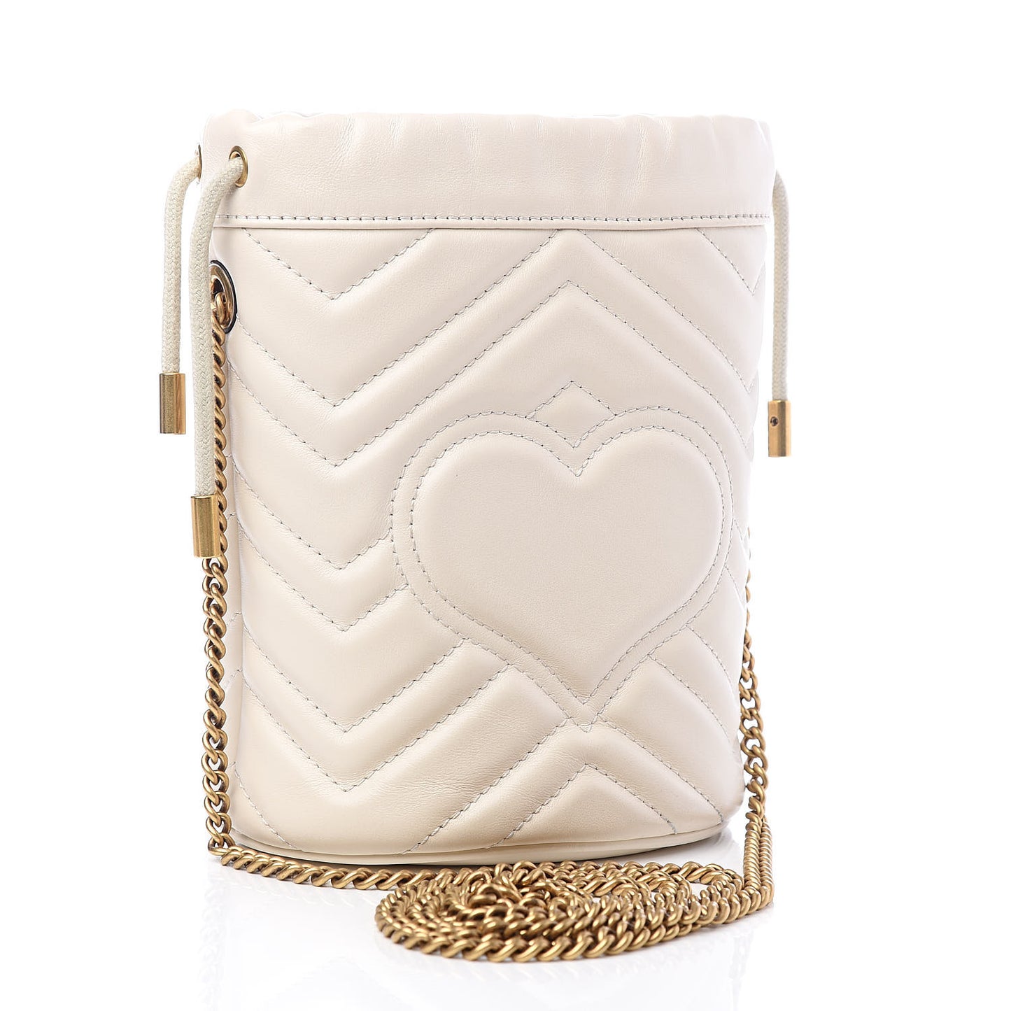 Calfskin Matelasse Mini GG Marmont 2.0 Bucket Bag White