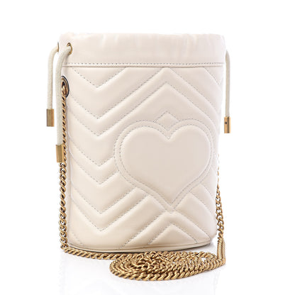 Gucci Calfskin Matelasse Mini GG Marmont 2.0 Bucket Bag White 3 of 11