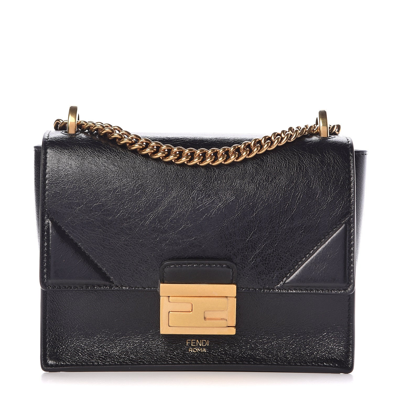 Fendi Agnello Old Shine Small Kan U Shoulder Bag Black 1 of 10