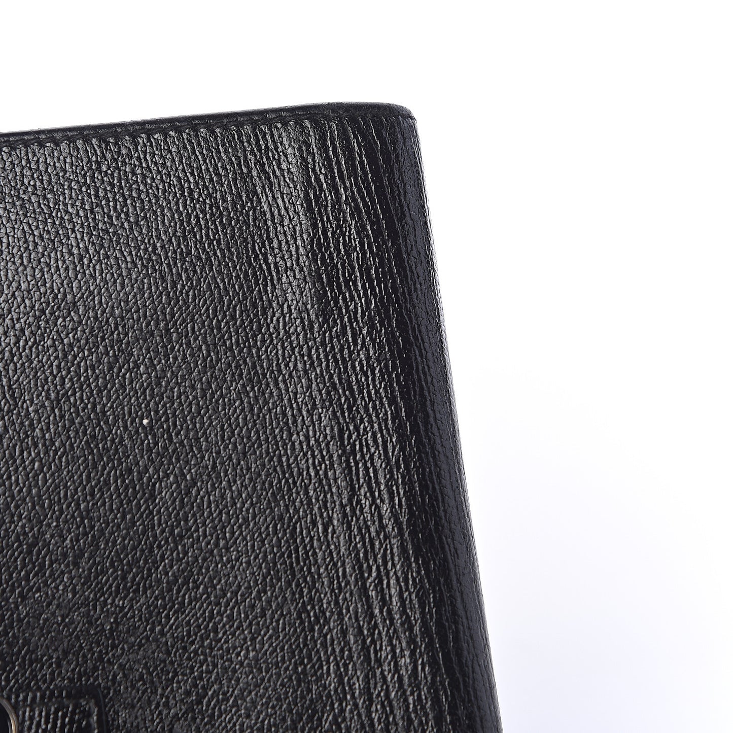 Grained Calfskin CC Button Long Wallet Black