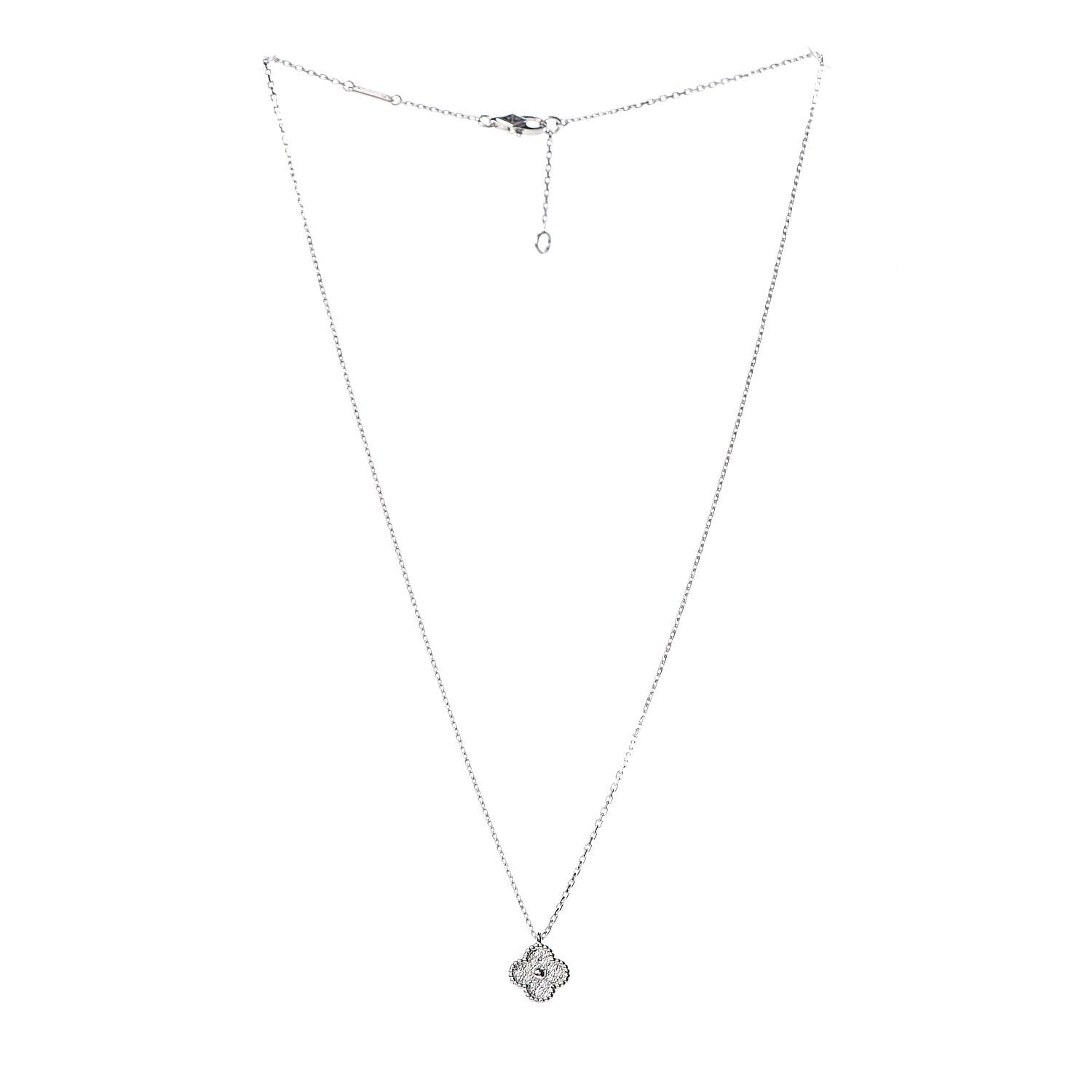 Van Cleef & Arpels 18K White Gold Diamond Sweet Alhambra Pendant Necklace 3 of 8