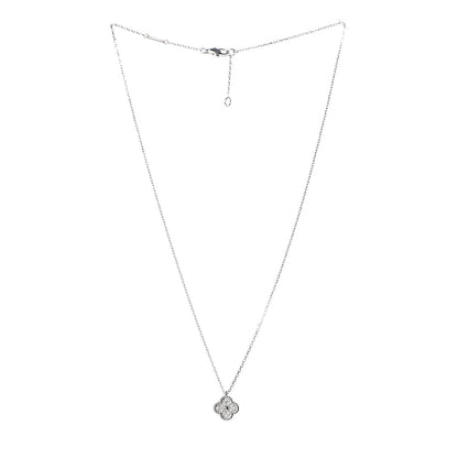 Van Cleef & Arpels 18K White Gold Diamond Sweet Alhambra Pendant Necklace 3 of 8