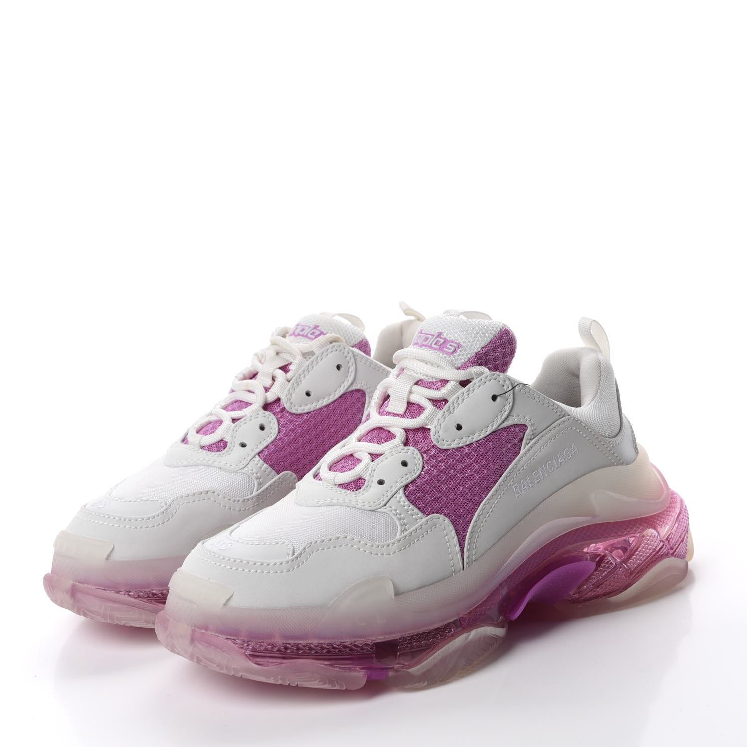 Balenciaga Fabric Mesh Clear Sole Womens Triple S Sneakers 40 White Pink 3 of 8