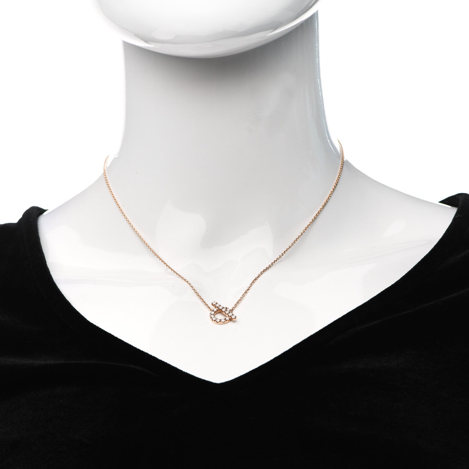 Hermes 18K Rose Gold Diamond Finesse Pendant Necklace 2 of 5
