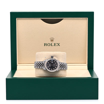 Rolex Stainless Steel 18K White Gold Diamond 28mm Oyster Perpetual Datejust Watch Black 279174 5 of 5