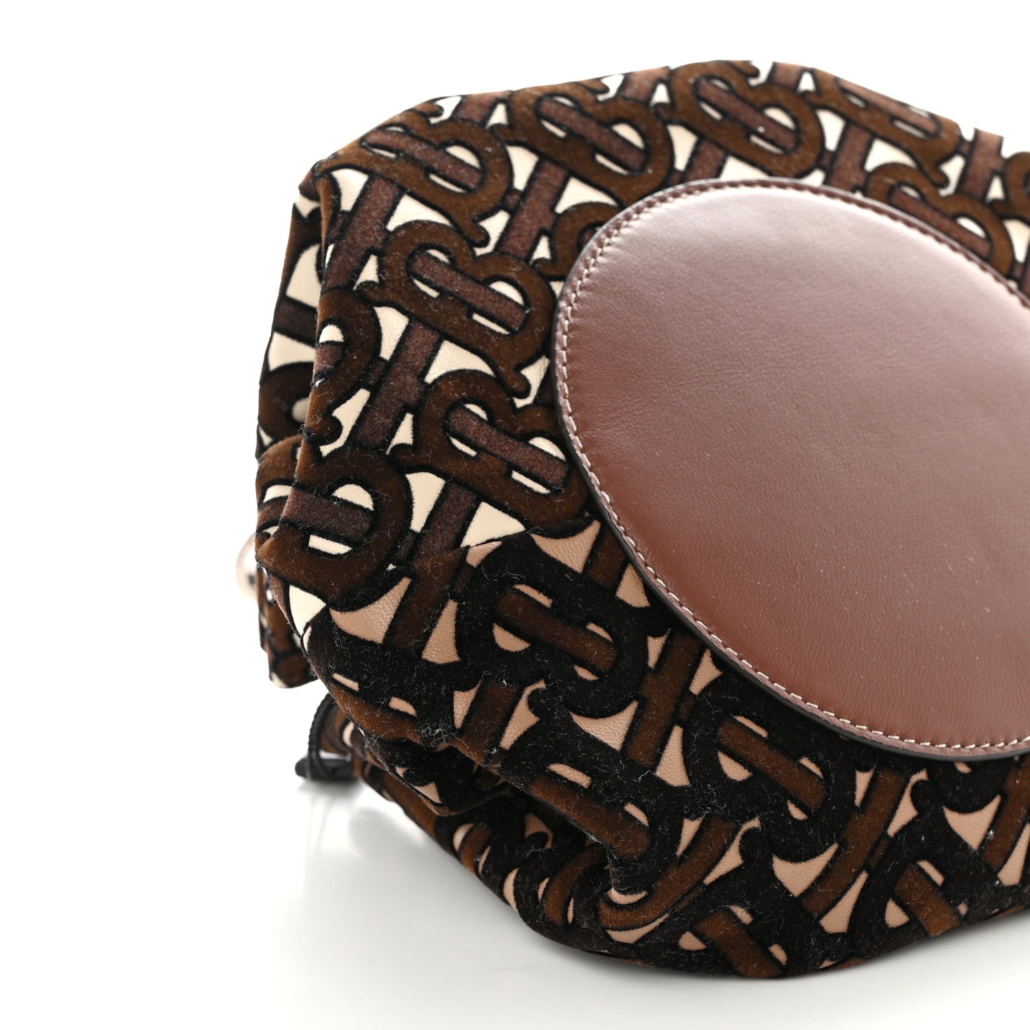 Burberry Velvet TB Mini Chignon Bucket Pouch Camel Buttermilk 8 of 11