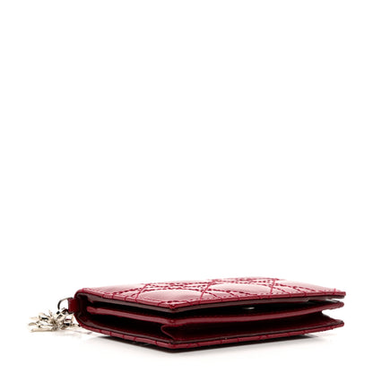 Christian Dior Patent Cannage Small Lady Dior Flap Card Holder Scarlet 4 of 6