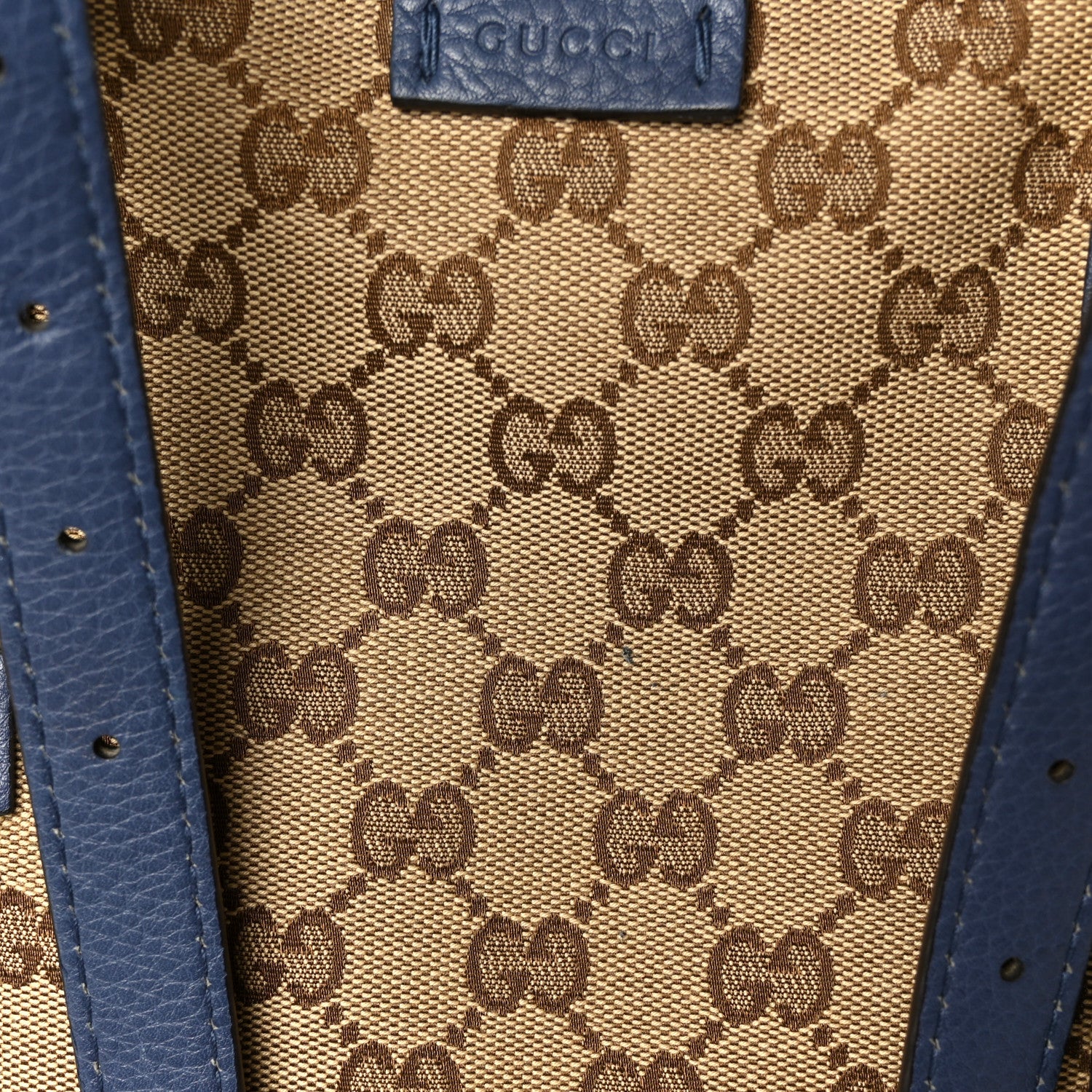 Gucci Monogram Cellarius Calfskin Tote Beige Ebony Blue 10 of 12
