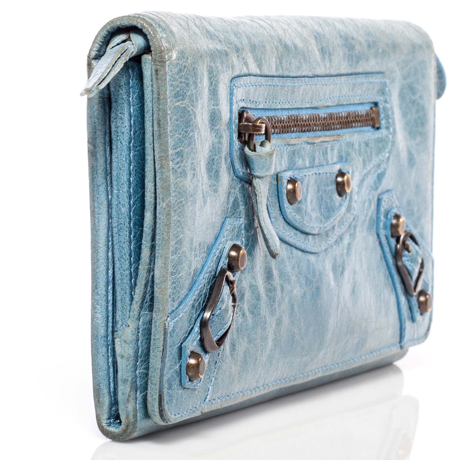 Balenciaga Agneau Money Wallet Bleu 4 of 7