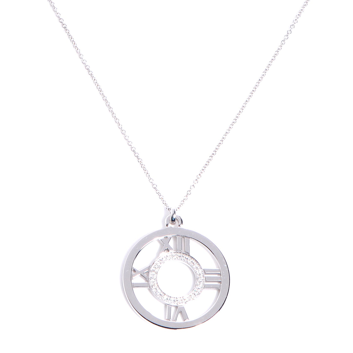 18k White Gold Diamond Large Atlas Pendant Necklace