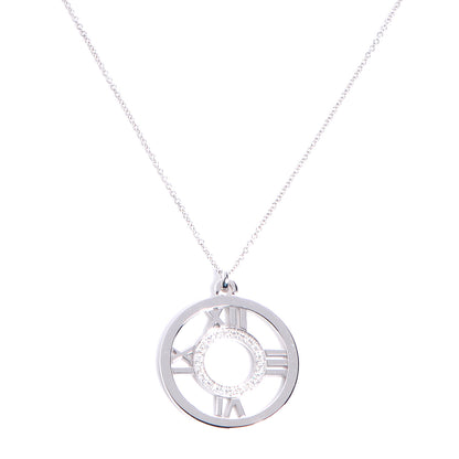 Tiffany 18k White Gold Diamond Large Atlas Pendant Necklace 1 of 6