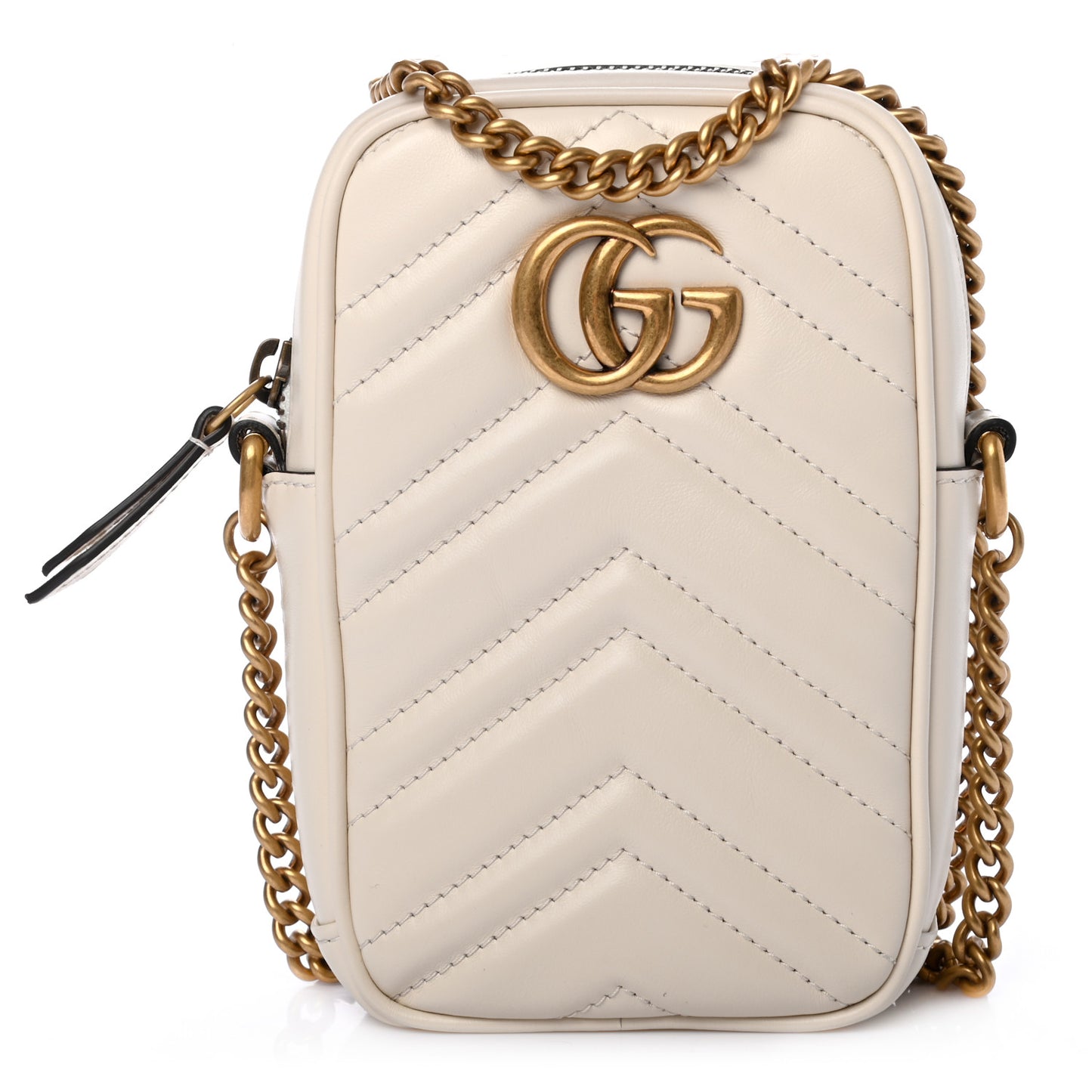 Calfskin Matelasse Mini GG Marmont Crossbody Bag White