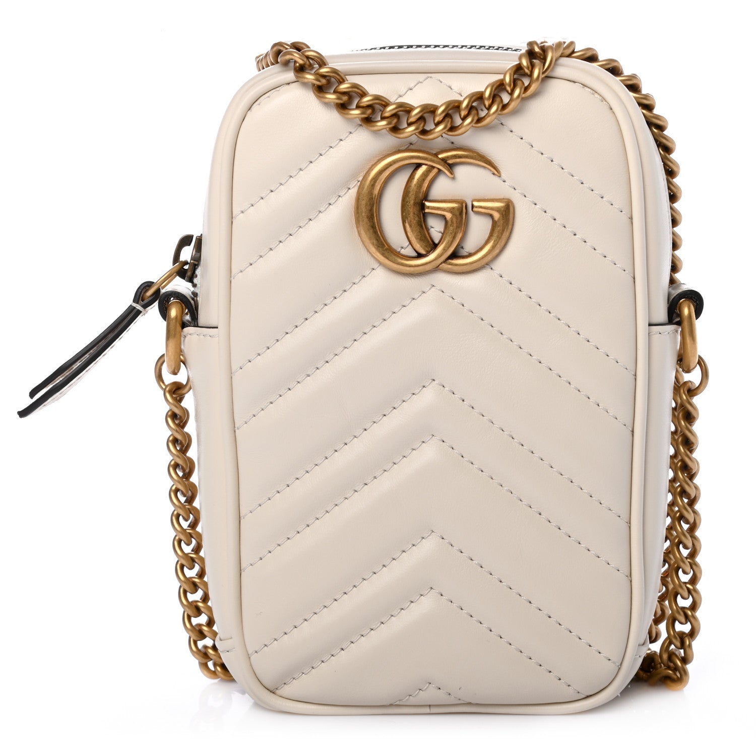 Gucci Calfskin Matelasse Mini GG Marmont Crossbody Bag White 2 of 7