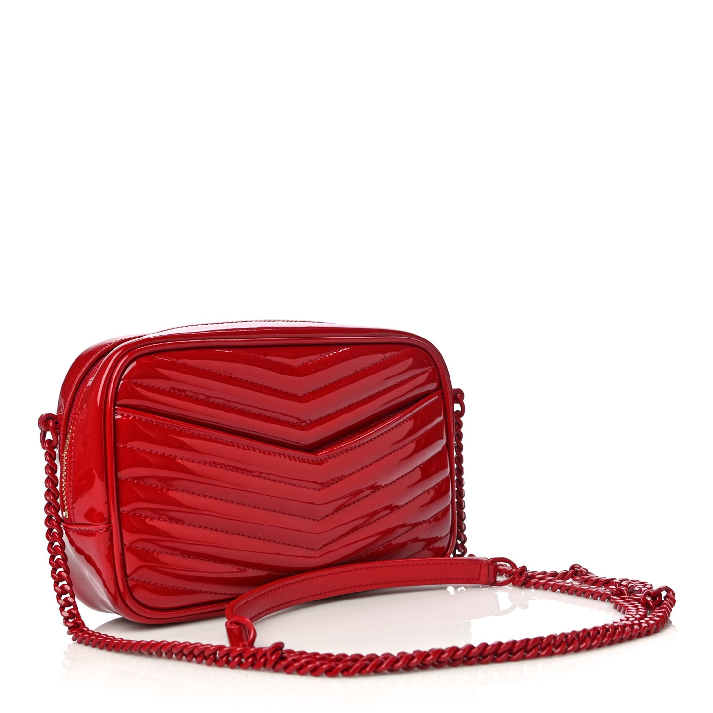 Patent Calfskin Matelasse Monogram Mini Lou Camera Bag Eros Red