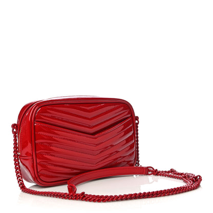 Saint Laurent Patent Calfskin Matelasse Monogram Mini Lou Camera Bag Eros Red 3 of 10