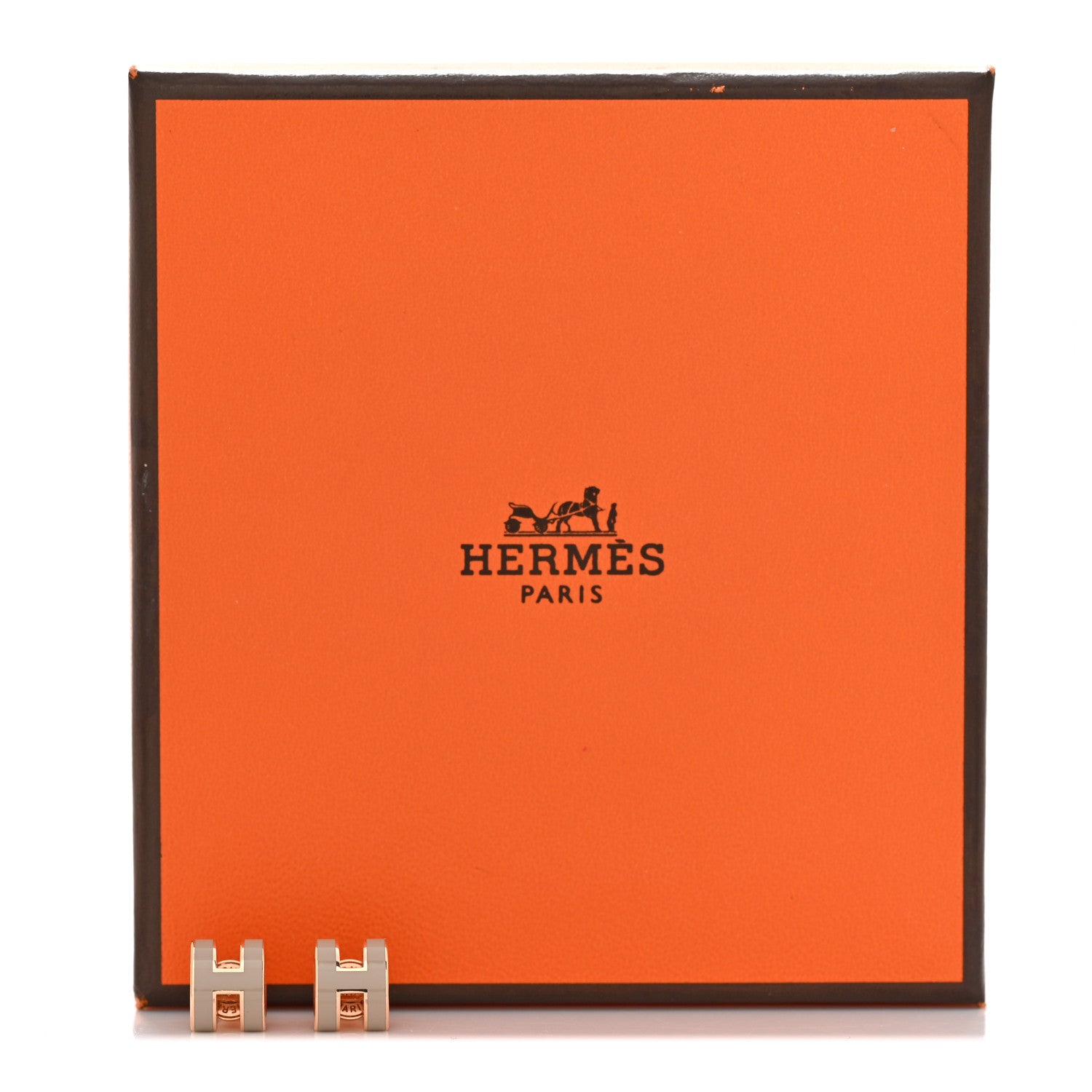 Hermes Rose Gold Lacquered Mini Pop H Earrings Marron Glace 8 of 8