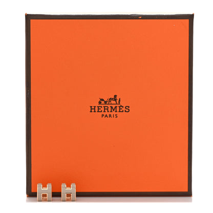 Hermes Rose Gold Lacquered Mini Pop H Earrings Marron Glace 8 of 8