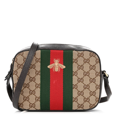 Gucci GG Supreme Monogram Web Small Webby Bee Shoulder Bag Dark Brown 1 of 16
