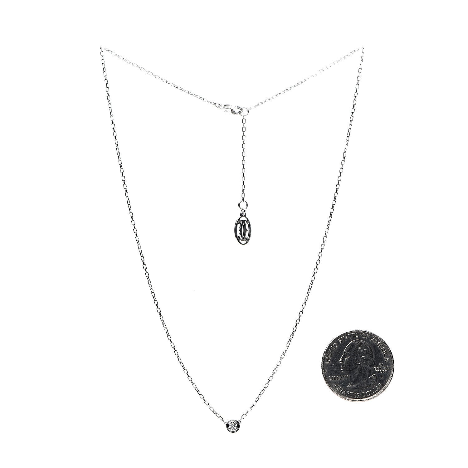 Cartier 18K White Gold Diamond SM D'Amour Pendant Necklace 3 of 5
