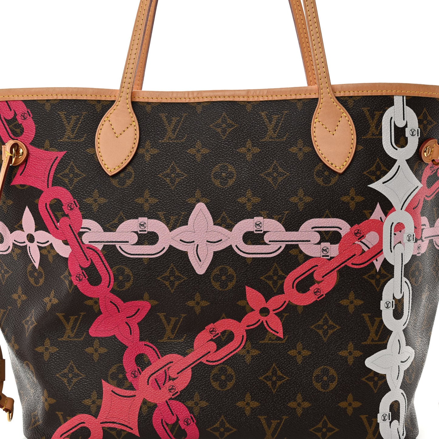 Monogram Bay Neverfull MM Rose Ballerine Poppy