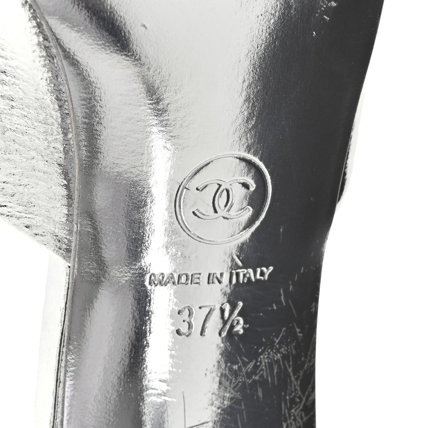 Metallic Goatskin CC Mules 37.5 Silver