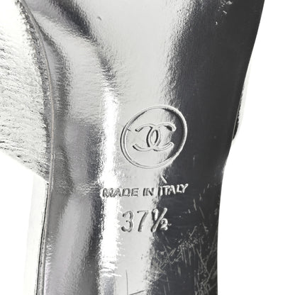 Chanel Metallic Goatskin CC Mules 37.5 Silver 6 of 10