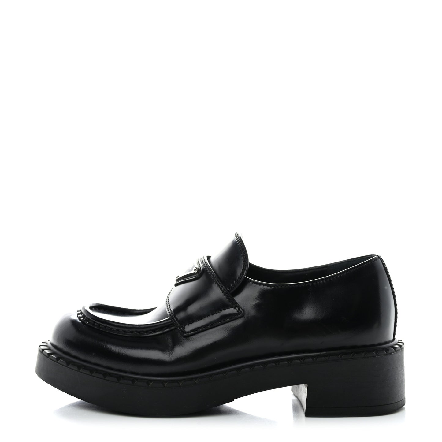 Spazzolato Metal Triangle Logo 50mm Loafers 35 Black